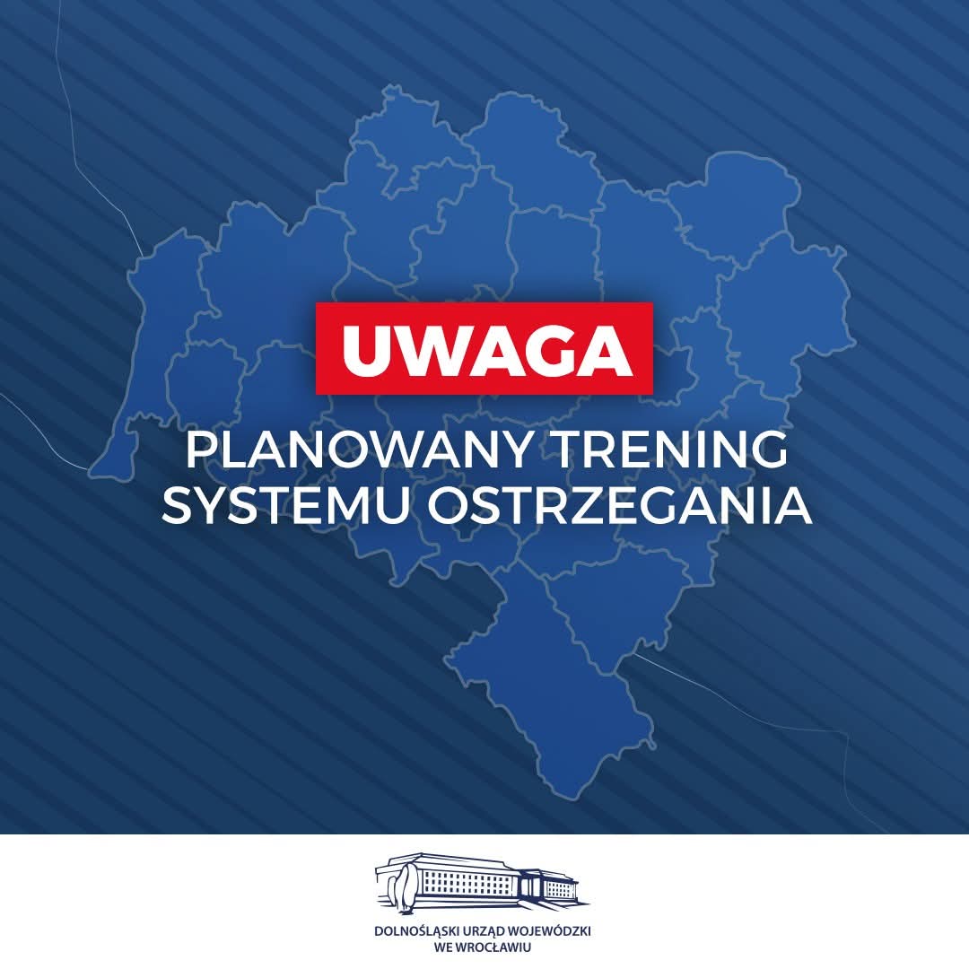 „Uwaga! W najbliższy piątek 19 grudnia 2025 r. zostanie przeprowadzony trening systemu ostrzegania i alarmowania ludności.