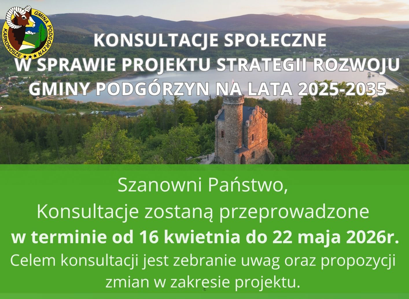 Konsultacje społeczne w sprawie projektu Strategii Rozwoju Gminy Podgórzyn na lata 2025–2035