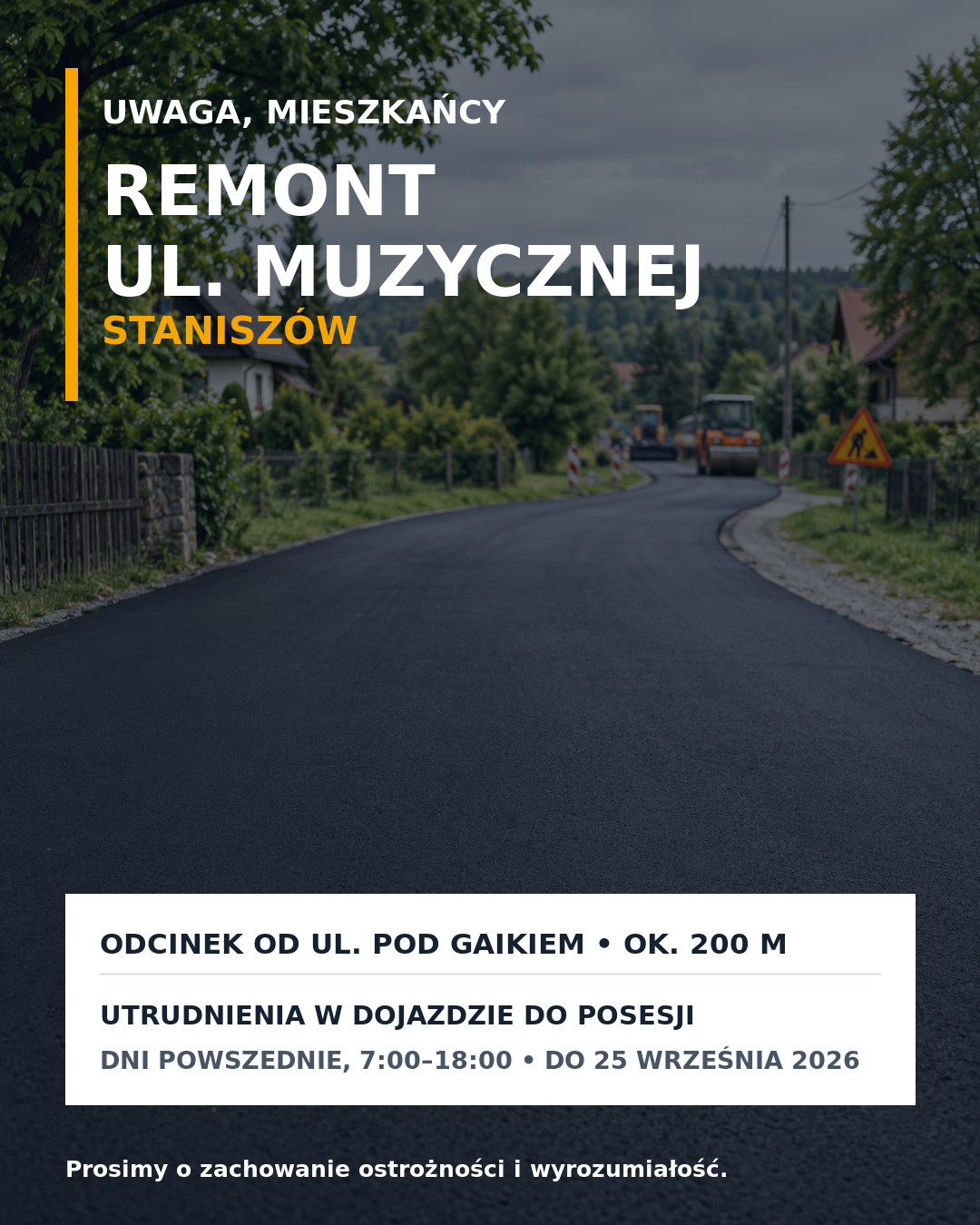 Rozpoczął się remont ul. Muzycznej w Staniszowie.