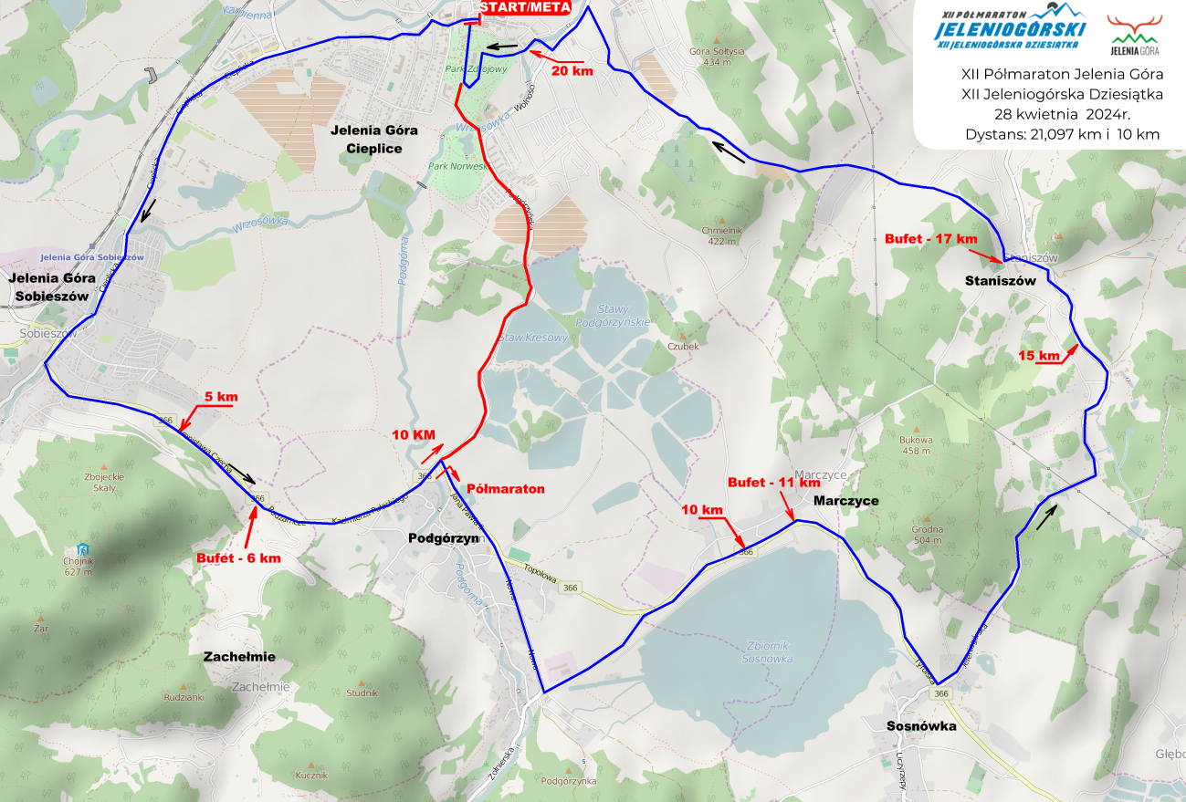 Trasa XII Półmaratonu i XII Dziesiątki